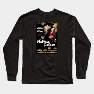 The Maltese Falcon Movie Poster (Dark Noir) Long Sleeve T-Shirt